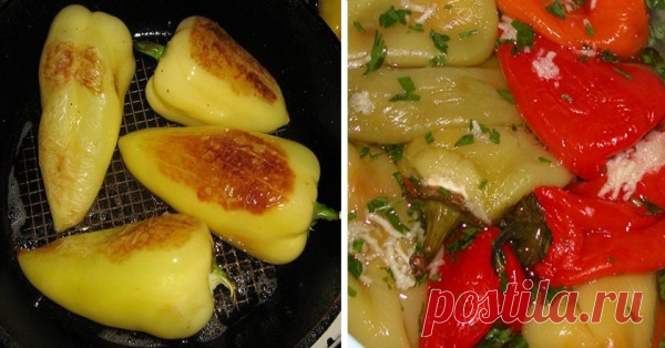 Перец по-армянски Продукты: 1. Болгарский перец - 700 гр. 2. Чеснок - 8 зубков 3. Подсолнечное масло - 0,25 стакана 4. Помидор - 2 шт. 5. Петрушка - 1 пучок 6. Кинза - 1 пучок