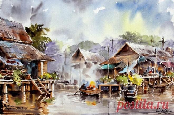 Акварели. Тайский художник Танакорн Чаиджинда (Thanakorn Chaijinda)