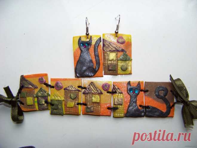 Комплект украшений Городские кошки HAND MADE SURPRISE