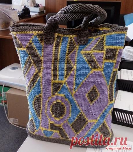 . Сумка крючком из пакетов "Геометрическая абстракция" - Вязание - Страна Мам