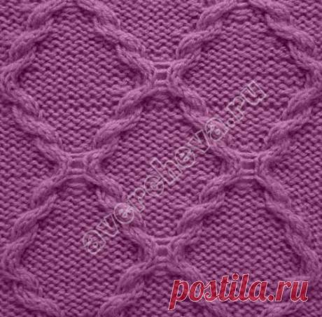 узор 104 ромбы из перевитых кос | каталог вязаных спицами узоров