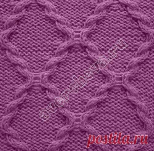 узор 104 ромбы из перевитых кос | каталог вязаных спицами узоров