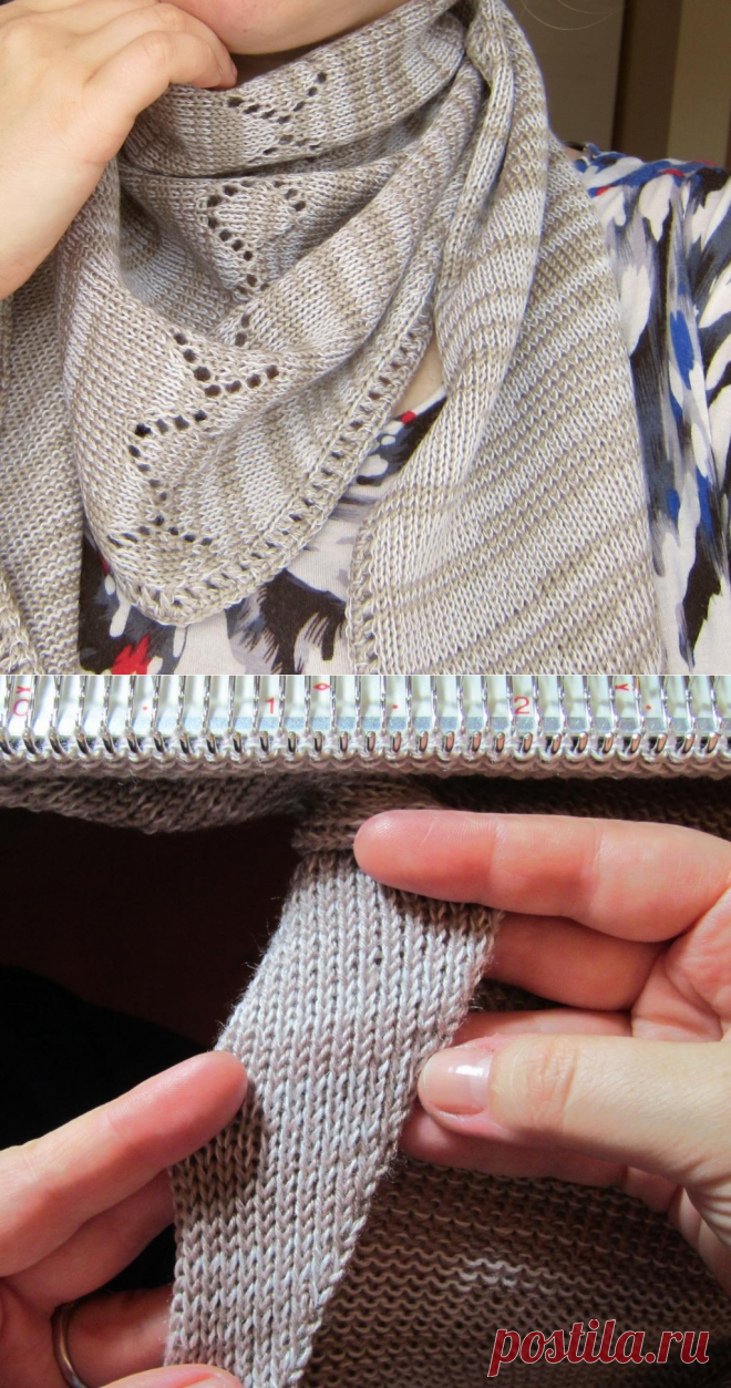 платок-бактус на вязальной машине