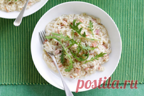 Microwave cream of mushroom and bacon risotto