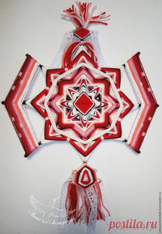 Делаем мандалу из ниток в виде славянского оберега рукодельниц 