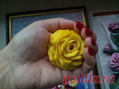 Лепка розы с тонкими лепестками из солёного теста.
