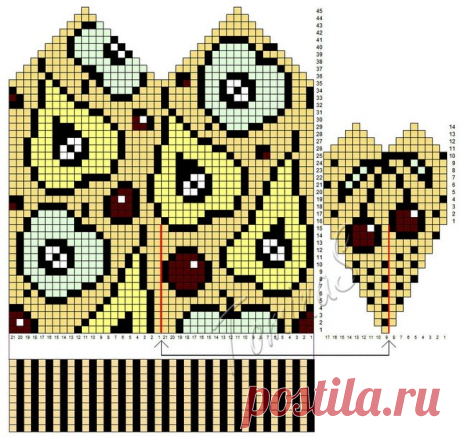 Схемы для детских варежек с жаккардом.