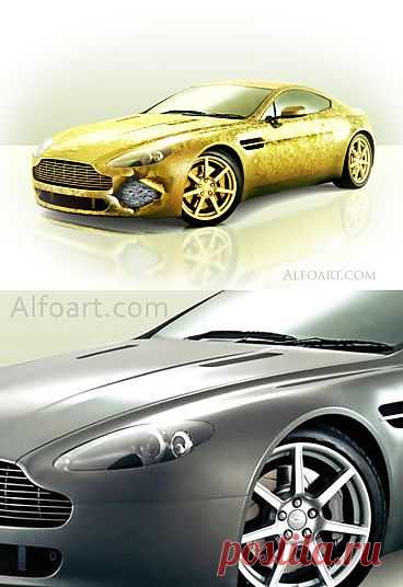 Уроки Photoshop. Работа с фото. Автомобиль в золотой оправе в Фотошоп