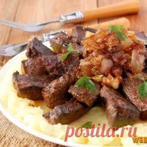Говьяжья печень с луково-медовым соусом