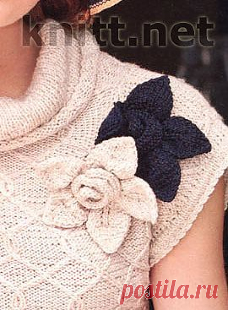 Цветок-брошь спицами | knitt.net