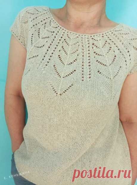 Летний топ на круглой кокетке (Вязание спицами) — Журнал Вдохновение Рукодельницы