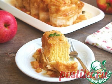 Рулетики с творогом под яблочной карамелью - кулинарный рецепт