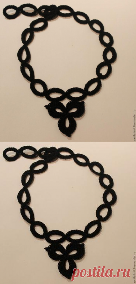 Оригинальное вязаное украшение на шею