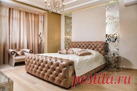 Потрясающая кожаная кровать оттенка молочного шоколада