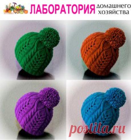 Шапочка с красивым узором спицами. Как вязать шапку с помпоном. | Все о рукоделии: схемы, мастер классы, идеи на сайте labhousehold.com