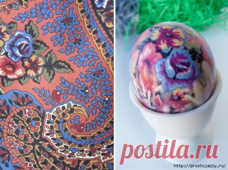 Красим яйца к Пасхе яркой тканью - мастер класс