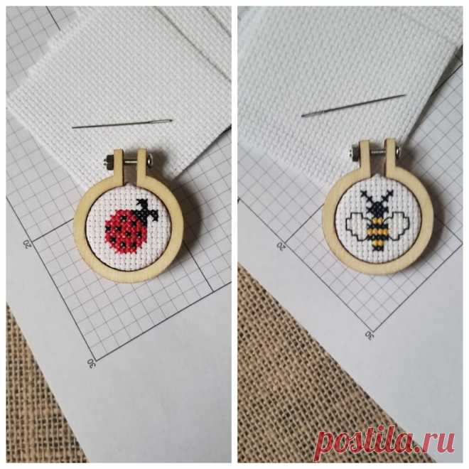 Counted Cross Stitch Ladybug and Bumblebee Minis 2 Patterns PDF Download - Etsy España