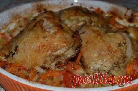 Запечённая курица с овощами в духовке