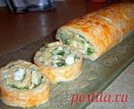 Нежный рулет для любителей кальмаров