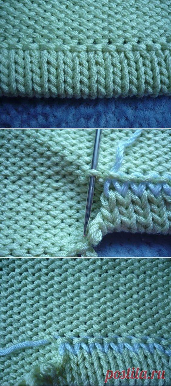 (223) Live stitches from the last row of a sleeve for a folded / turned hem on the WS: sewing tidily & nicely. => grafting to row ~~ Use for collar / nec…