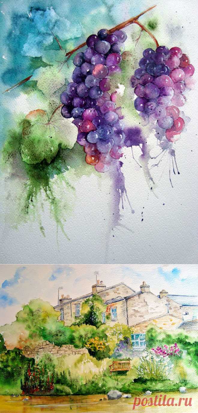 Акварель + акрил... Художница Yvonne Harry.