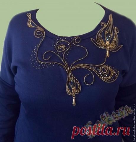 Идеи переделок. Преображаем простое платье с помощью молний и бисера.