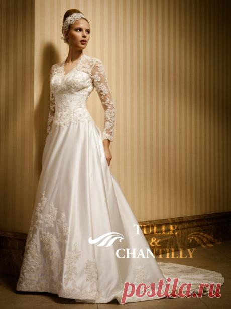 Morning -Classic A-line Vintage Wedding Dress with Sleeves [TBQW036] - $520.00 : Custom Made Wedding, Prom, Evening Dresses Online | Tulle &amp; Chantilly