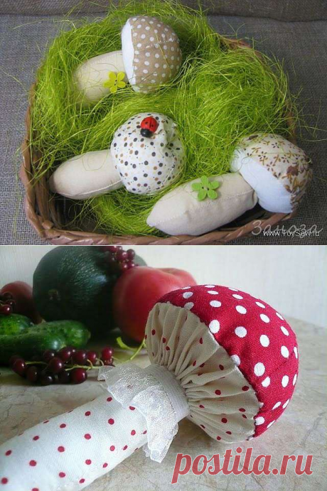 Как сшить мягкий гриб из ткани - делаем своими руками