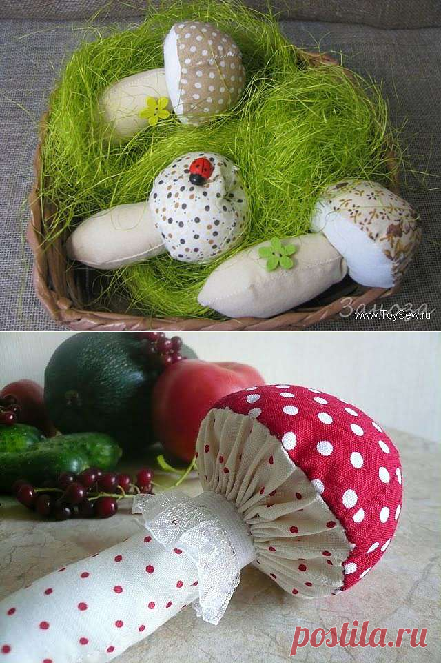 Как сшить мягкий гриб из ткани - делаем своими руками