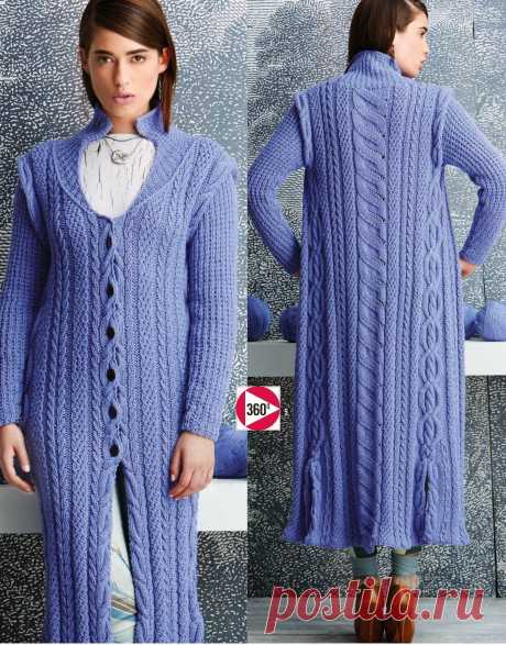 Вязание пальто Long Cabled, Vogue fall 2014