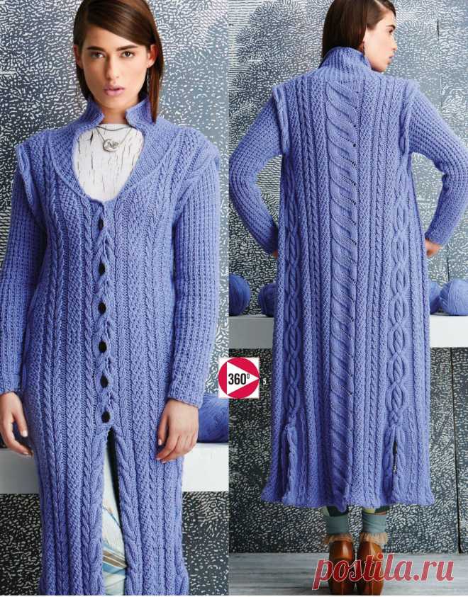 Вязание пальто Long Cabled, Vogue fall 2014