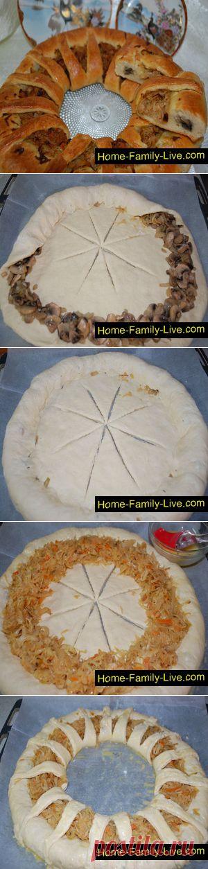 Пирог с капустой и грибами - Кулинарные рецепты