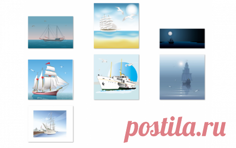 Vector ship material - Ships or ships, using the buoyancy of water, relying on manpower, sails, engines and other power to enable transportation means of moving on the water.(A total of 7 pictures)