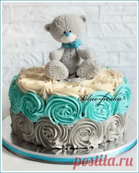 Плюшка Теддик с кремовыми розочками. - Кондитерская - Babyblog.ru