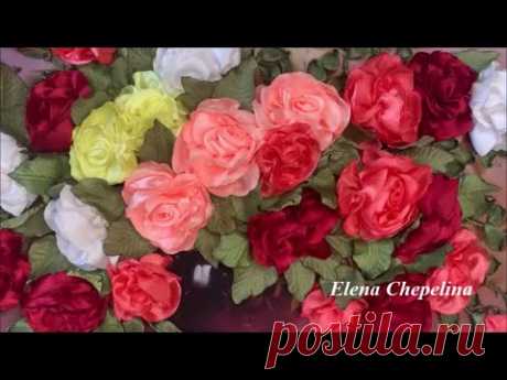 Розы из лент. Вышиваем розы лентами. Мастер класс для начинающих.