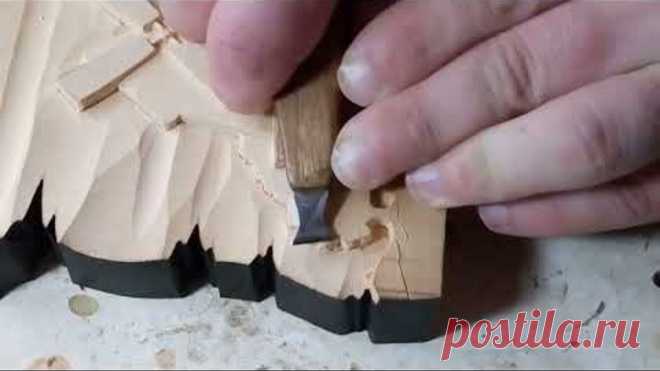 Резное панно - Хутор; 4 дня резьбы за 7мин. Резьба по дереву - Wood carving. Carved panel - farm.
