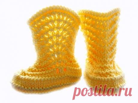 Пинетки-сапожки, связаны спицами - Вязание - Страна Мам