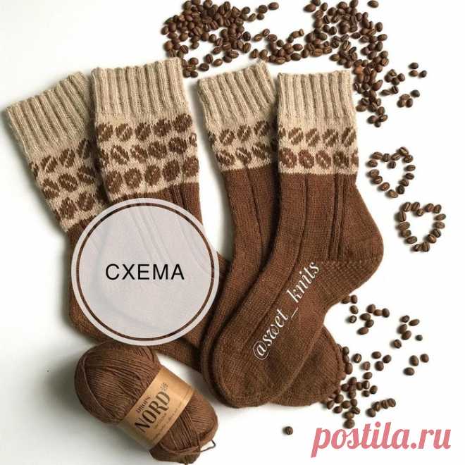 Кофейные носочки спицами Описание от swet_knits.
