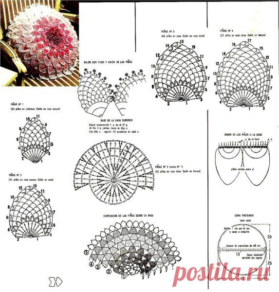 Подушка в форме цветка связанная крючком. Объемная подушка-цветок крючком схемы | Я Хозяйка