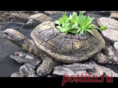 Черепаха из цемента. Садовый декор своими руками