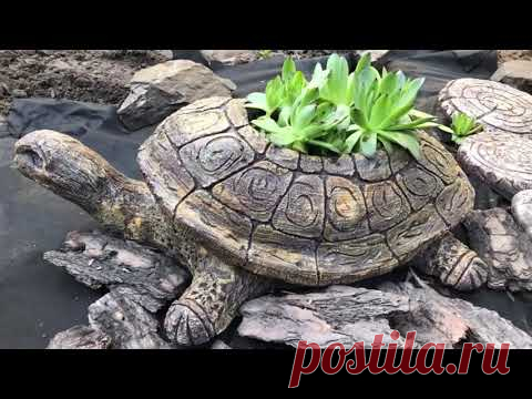 Черепаха из цемента. Садовый декор своими руками