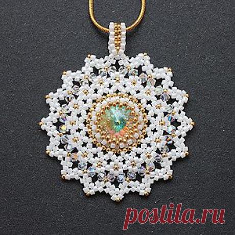 кулон &quot;Снежинка&quot; | biser.info - всё о бисере и бисерном творчестве