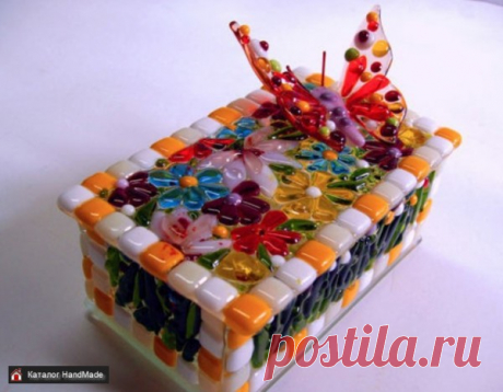 Стеклянная шкатулка с бабочкой, фьюзинг купить в Беларуси HandMade, цены в интернет магазинах