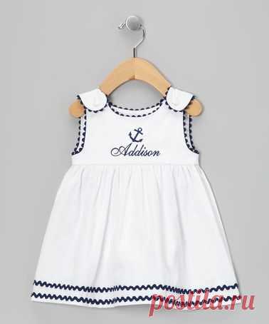 White & Navy Anchor Personalized Jumper - Infant, Toddler & Girls