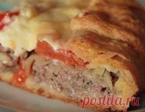 Открытый мясной пирог с картофельным тестом