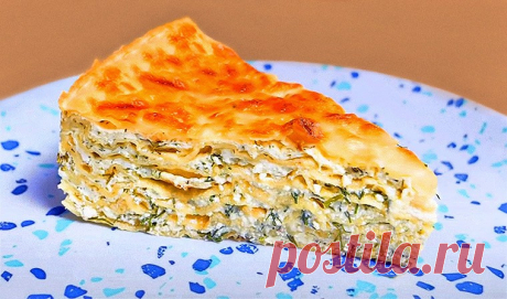 Диетический пирог из лаваша с творогом, сыром и укропом