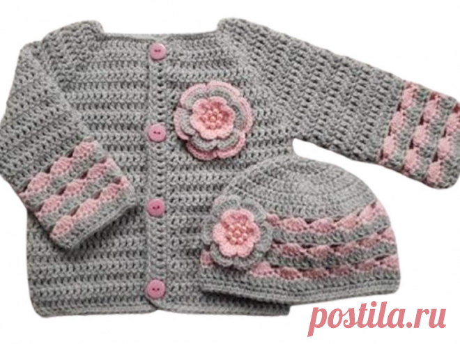 Buy New Jain Traders - Hand Made Crochet Woolen Designer Jacket Set (2 Pcs Suit) Combo for Baby Boys & Girls (0-6 Months, Grey & Pink) Online at Low Prices in India - Amazon.in