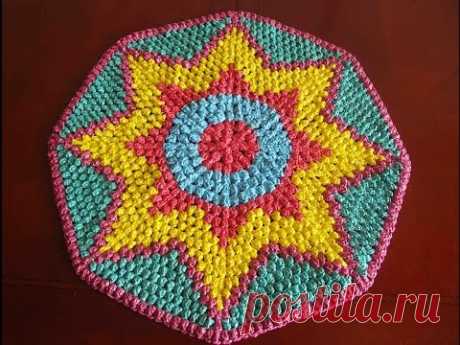 Коврик из пакетов часть 3 (mat packages Crochet part 3)