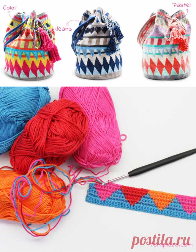 Разноцветный Рюкзак Гобелен Крючком Учебник | CrochetBeja