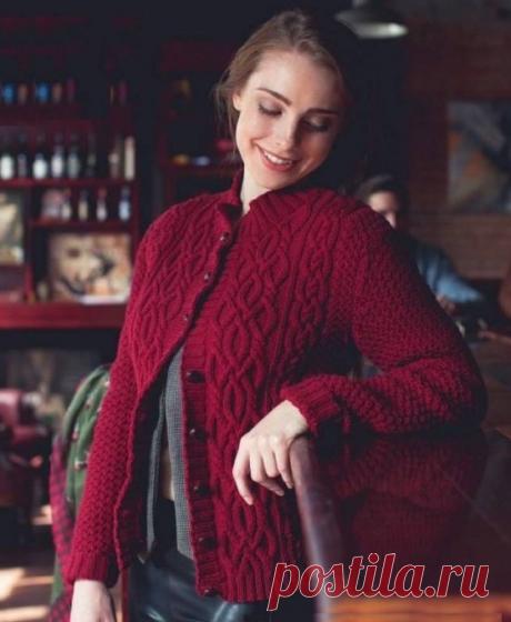Вязание: Кофта на пуговицах с аранским узором — Отлично! Школа моды, декора и актуального рукоделия